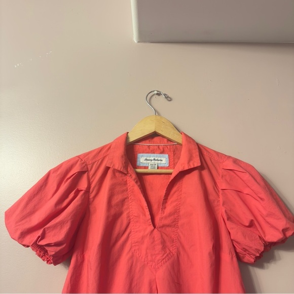 Tommy Bahama Nova Wave Puff Sleeve Seersucker Top Red Orange Women Size XS - Picture 3 of 9